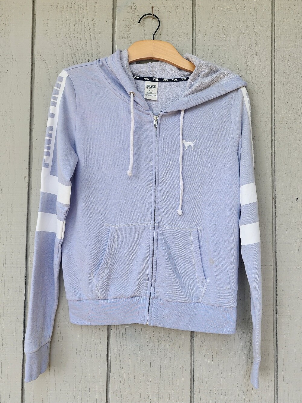 PINK Victoria's Secret Zip Up Hoodie Light Blue Medium